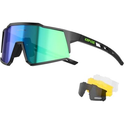 KAPVOE Óculos de ciclismo polarizados com 1 lente O 4 lentes intercambiáveis TR90 óculos de sol desportivos mulheres homens K9022 4 lentes: PC roja día, negra polarizada, transparente noche, amarilla poca luz; UV400, aprox. 34g TR90 KAPVOE Óculos de ciclismo polarizados com 1 lente O 4 lentes intercambiáveis TR90 óculos de sol desportivos mulheres homens K9022 4 lentes: PC roja día, negra polarizada, transparente noche, amarilla poca luz; UV400, aprox. 34g TR90