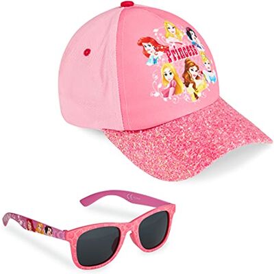 Disney Pack de boné para menina e óculos de sol infantis de princesas, boné infantil, óculos de sol para menina, presentes para meninas Disney Pack de boné para menina e óculos de sol infantis de princesas, boné infantil, óculos de sol para menina, presentes para meninas
