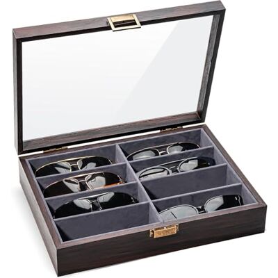 ProCase Caja para Gafas de Sol 8 Compartimentos, Expositor para Gafas Organizador de Anteojos Sunglasses -Marrón ProCase Caja para Gafas de Sol 8 Compartimentos, Expositor para Gafas Organizador de Anteojos Sunglasses -Marrón