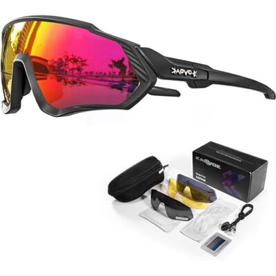 KAPVOE Óculos de Ciclismo Polarizados com 1 Lente ou 5 Lentes Intercambiáveis TR90 Óculos de Sol Esportivos Mulheres Homens K9408 5 lentes: azul CAT.3 espejo día, negra polarizada, transparente noche, amarilla poca luz, plateada luz intensa KAPVOE Óculos de Ciclismo Polarizados com 1 Lente ou 5 Lentes Intercambiáveis TR90 Óculos de Sol Esportivos Mulheres Homens K9408 5 lentes: azul CAT.3 espejo día, negra polarizada, transparente noche, amarilla poca luz, plateada luz intensa
