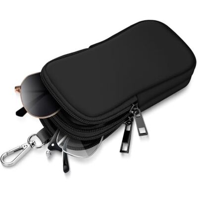 FINTIE Capa de óculos de sol para homem e mulher Estojo óculos de neoprene duplo com clipe e fecho de correr FINTIE Capa de óculos de sol para homem e mulher Estojo óculos de neoprene duplo com clipe e fecho de correr