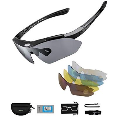 ROCKBROS Óculos de Sol Polarizados com 5 Lentes Intercambiáveis para Ciclismo, Bicicleta, Corrida, Desportos, Proteção UV 400, Anti-Vento para Homem e Mulher ROCKBROS Óculos de Sol Polarizados com 5 Lentes Intercambiáveis para Ciclismo, Bicicleta, Corrida, Desportos, Proteção UV 400, Anti-Vento para Homem e Mulher