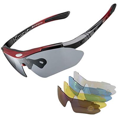 ROCKBROS Óculos de Sol Polarizados com 5 Lentes Intercambiáveis para Ciclismo, Bicicleta, Corrida, Esportes, Proteção UV 400, Anti-Vento para Homem e Mulher ROCKBROS Óculos de Sol Polarizados com 5 Lentes Intercambiáveis para Ciclismo, Bicicleta, Corrida, Esportes, Proteção UV 400, Anti-Vento para Homem e Mulher