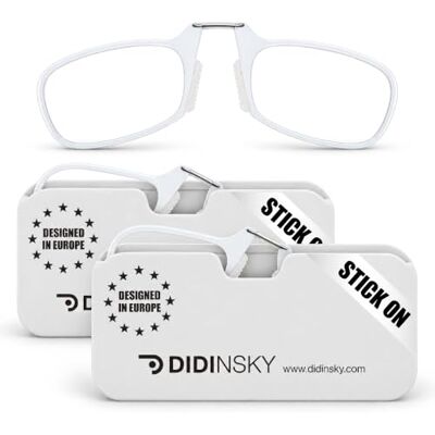 DIDINSKY Óculos de Leitura sem Hastes para Homem e Mulher Design Ultraleve e Portátil, Transparente Óculos para Presbiopia Móvel MOMA Puente de titanio flexible y estuche que se fija al móvil; ultraligeras 6,7 g, también en pack; graduaciones de +1. DIDINSKY Óculos de Leitura sem Hastes para Homem e Mulher Design Ultraleve e Portátil, Transparente Óculos para Presbiopia Móvel MOMA Puente de titanio flexible y estuche que se fija al móvil; ultraligeras 6,7 g, también en pack; graduaciones de +1.
