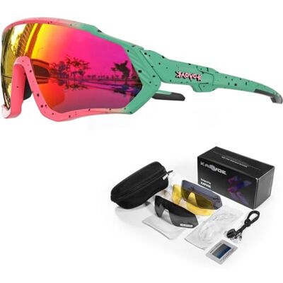 KAPVOE Óculos de Ciclismo Polarizados com 1 Lente ou 5 Lentes Intercambiáveis TR90 Óculos de Sol Esportivos Mulheres Homens K9408 5 lentes: azul CAT.3 espejo día, negra polarizada, transparente noche, amarilla poca luz, plateada luz intensa KAPVOE Óculos de Ciclismo Polarizados com 1 Lente ou 5 Lentes Intercambiáveis TR90 Óculos de Sol Esportivos Mulheres Homens K9408 5 lentes: azul CAT.3 espejo día, negra polarizada, transparente noche, amarilla poca luz, plateada luz intensa