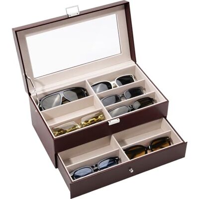 ProCase Caja Gafas, Expositor Gafas de Sol, Organizador Sunglasses 12 Compartimentos 2 Capas, Estuches para Gafas, Joyería, Reloj, Guardar Llaves Regalo Ideal para Mujeres Hombres -Marrón ProCase Caja Gafas, Expositor Gafas de Sol, Organizador Sunglasses 12 Compartimentos 2 Capas, Estuches para Gafas, Joyería, Reloj, Guardar Llaves Regalo Ideal para Mujeres Hombres -Marrón