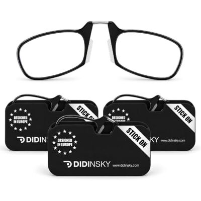 DIDINSKY Óculos de Leitura sem Hastes para Homem e Mulher Design Ultraleve e Portátil, Transparente Óculos para Presbiopia Móvel MOMA Puente de titanio flexible y estuche que se fija al móvil; ultraligeras 6,7 g, también en pack; graduaciones de +1. DIDINSKY Óculos de Leitura sem Hastes para Homem e Mulher Design Ultraleve e Portátil, Transparente Óculos para Presbiopia Móvel MOMA Puente de titanio flexible y estuche que se fija al móvil; ultraligeras 6,7 g, también en pack; graduaciones de +1.