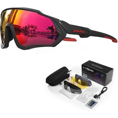 KAPVOE Óculos de Ciclismo Polarizados com 1 Lente ou 5 Lentes Intercambiáveis TR90 Óculos de Sol Esportivos Mulheres Homens K9408 5 lentes: azul CAT.3 espejo día, negra polarizada, transparente noche, amarilla poca luz, plateada luz intensa KAPVOE Óculos de Ciclismo Polarizados com 1 Lente ou 5 Lentes Intercambiáveis TR90 Óculos de Sol Esportivos Mulheres Homens K9408 5 lentes: azul CAT.3 espejo día, negra polarizada, transparente noche, amarilla poca luz, plateada luz intensa