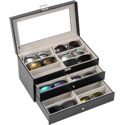 ProCase Caixa Óculos, expositor óculos de sol, organizador Sunglasses 18 compartimentos preto ProCase Caixa Óculos, expositor óculos de sol, organizador Sunglasses 18 compartimentos preto