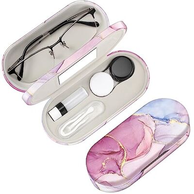 FINTIE Estojo 2 em 1 para Óculos e Lentes de Contato, Estojo Rígido de Viagem com Dois Compartimentos Portátil com Espelho Integrado Rigida Doble Compartimento Estuche para Gafas y Lentes de Contacto de Viaje portátil con Espejo Integrado FINTIE Estojo 2 em 1 para Óculos e Lentes de Contato, Estojo Rígido de Viagem com Dois Compartimentos Portátil com Espelho Integrado Rigida Doble Compartimento Estuche para Gafas y Lentes de Contacto de Viaje portátil con Espejo Integrado