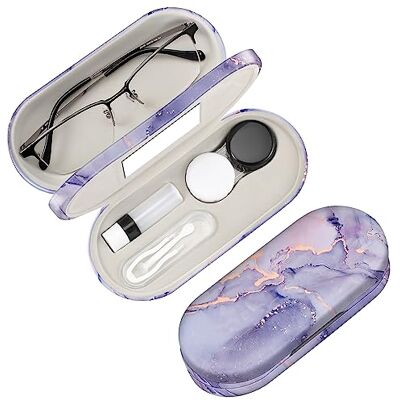 FINTIE Estojo 2 em 1 para Óculos e Lentes de Contato, Estojo Rígido de Viagem com Dois Compartimentos Portátil com Espelho Integrado Rigida Doble Compartimento Estuche para Gafas y Lentes de Contacto de Viaje portátil con Espejo Integrado FINTIE Estojo 2 em 1 para Óculos e Lentes de Contato, Estojo Rígido de Viagem com Dois Compartimentos Portátil com Espelho Integrado Rigida Doble Compartimento Estuche para Gafas y Lentes de Contacto de Viaje portátil con Espejo Integrado
