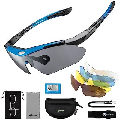 ROCKBROS Óculos de Sol Polarizados com 5 Lentes Intercambiáveis para Ciclismo, Corrida, Desportos, Proteção UV 400, Anti-Vento para Homem e Mulher ROCKBROS Óculos de Sol Polarizados com 5 Lentes Intercambiáveis para Ciclismo, Corrida, Desportos, Proteção UV 400, Anti-Vento para Homem e Mulher