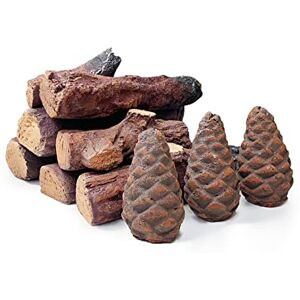 heyfurni Madeira de cerâmica para lareiras de bioetanol, troncos de gás, 10 peças de lenha de cerâmica decorativa para interiores e exteriores, inserções de gás, ventiladas, sem ventilação heyfurni Madeira de cerâmica para lareiras de bioetanol, troncos de gás, 10 peças de lenha de cerâmica decorativa para interiores e exteriores, inserções de gás, ventiladas, sem ventilação