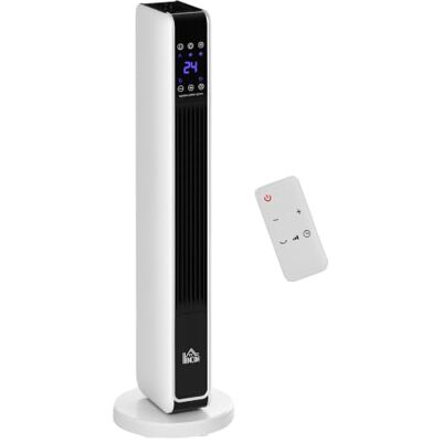 HOMCOM Radiador elétrico baixo consumo aquecedor de torre 25 m² branco 1100/2200 W, controlo remoto, ecrã LED, temporizador de 8H, 3 modos, oscilação HOMCOM Radiador elétrico baixo consumo aquecedor de torre 25 m² branco 1100/2200 W, controlo remoto, ecrã LED, temporizador de 8H, 3 modos, oscilação
