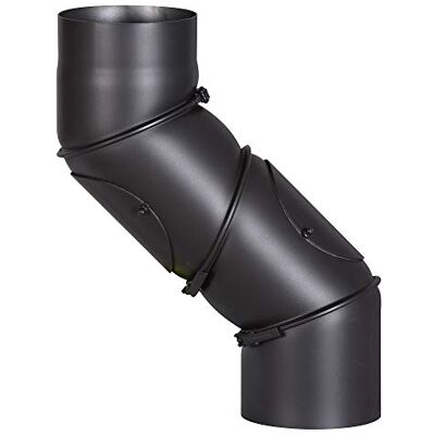 FIREFIX Cotovelo de tubo de fogão universal, cor preta FIREFIX Cotovelo de tubo de fogão universal, cor preta