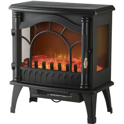 HOMCOM Lareira elétrica 1000W/2000W decorativa de pé 15-30 m² preto Temperatura ajustável, baixo consumo, proteção contra sobreaquecimento, efeito de chama 3D, para sala HOMCOM Lareira elétrica 1000W/2000W decorativa de pé 15-30 m² preto Temperatura ajustável, baixo consumo, proteção contra sobreaquecimento, efeito de chama 3D, para sala