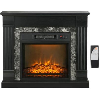 HOMCOM Lareira elétrica com efeito de chama realista de 3 brilhos preto Lareira elétrica decorativa, 1800 W, suporte para TV de 35", termostato, temporizador 6 h/semanal, controlo remoto HOMCOM Lareira elétrica com efeito de chama realista de 3 brilhos preto Lareira elétrica decorativa, 1800 W, suporte para TV de 35", termostato, temporizador 6 h/semanal, controlo remoto