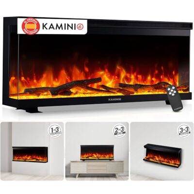 KAMINIO ® Lea Pro 36 Lareira elétrica decorativa com aquecedor 3 em 1 lareira embutida, pendente ou em pé, vista panorâmica com efeito fogo, termostato e controlo remoto, preto KAMINIO ® Lea Pro 36 Lareira elétrica decorativa com aquecedor 3 em 1 lareira embutida, pendente ou em pé, vista panorâmica com efeito fogo, termostato e controlo remoto, preto
