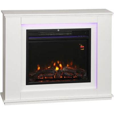 HOMCOM Lareira elétrica com efeito de chama 1000/2000 W para 30 newskill branco 5 Niveles de Brillo, Luces LED de 12 Colores, Chimenea Decorativa, Temporizador, Termostato Digital, Mando a Distancia HOMCOM Lareira elétrica com efeito de chama 1000/2000 W para 30 newskill branco 5 Niveles de Brillo, Luces LED de 12 Colores, Chimenea Decorativa, Temporizador, Termostato Digital, Mando a Distancia