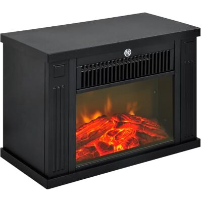 HOMCOM Lareira elétrica 600/1200W decorativa de mesa 34 x 17 x 25 cm preto Lareira portátil, efeito de chama realista, proteção contra sobreaquecimento, para 10 15 m² HOMCOM Lareira elétrica 600/1200W decorativa de mesa 34 x 17 x 25 cm preto Lareira portátil, efeito de chama realista, proteção contra sobreaquecimento, para 10 15 m²