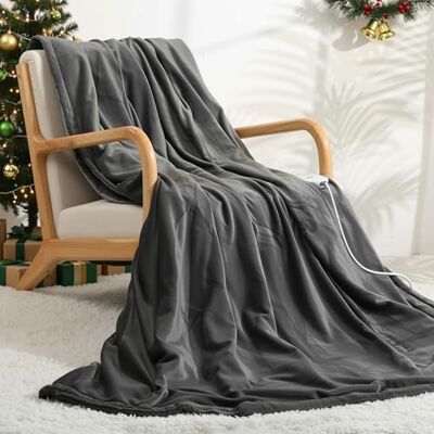 CURECURE Cobertor elétrico grande de flanela de 150 x 200 cm em ambos os lados 4 níveis de calor, desligamento automático 10 h, aquecimento rápido e uniforme, controlo remoto com ajuste inteligente, lavável na máquina CURECURE Cobertor elétrico grande de flanela de 150 x 200 cm em ambos os lados 4 níveis de calor, desligamento automático 10 h, aquecimento rápido e uniforme, controlo remoto com ajuste inteligente, lavável na máquina