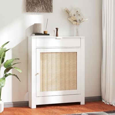 HOMCOM Cobertura de radiador com porta rebatível e rato 78 x 19 x 95,5 cm Cobertor de MDF, cobertura para radiador, compartimento, design boémio, para sala de estar, quarto HOMCOM Cobertura de radiador com porta rebatível e rato 78 x 19 x 95,5 cm Cobertor de MDF, cobertura para radiador, compartimento, design boémio, para sala de estar, quarto