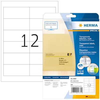 Etiquetas transparentes resistentes às condições climáticas HERMA 4682 - Etiquetas Etiquetas transparentes resistentes às condições climáticas HERMA 4682 - Etiquetas