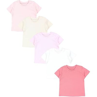 TupTam T-shirt de bebé para menina, manga curta, estampado colorido conjunto de 5 TupTam T-shirt de bebé para menina, manga curta, estampado colorido conjunto de 5