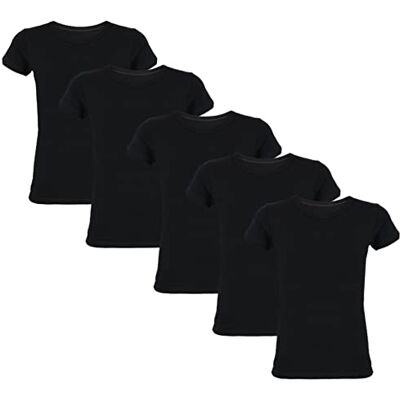TupTam T-shirt interior para criança, conjunto de 5 camisolas de manga curta, 100% algodão, confortáveis e respiráveis TupTam T-shirt interior para criança, conjunto de 5 camisolas de manga curta, 100% algodão, confortáveis e respiráveis