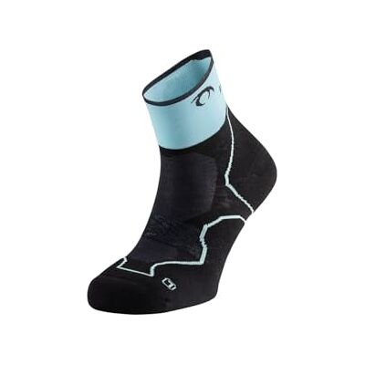 Lurbel Desafio Three Meias unissexo de trilha de corrida, calções respiráveis, antibolhas e antiodor, meias com amortecimento, meias de tornozelo para , azul costa/preto, L Lurbel Desafio Three Meias unissexo de trilha de corrida, calções respiráveis, antibolhas e antiodor, meias com amortecimento, meias de tornozelo para , azul costa/preto, L