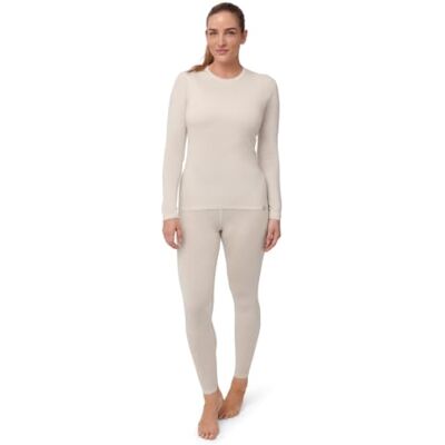 DANISH ENDURANCE Conjunto térmico de lã merino para mulher, t-shirt térmica e calças, roupa interior de lã merino Capa Base de Lana Merina, Cálida y Transpirable con Control de Olores, para Senderismo, Esquí o Uso Diario DANISH ENDURANCE Conjunto térmico de lã merino para mulher, t-shirt térmica e calças, roupa interior de lã merino Capa Base de Lana Merina, Cálida y Transpirable con Control de Olores, para Senderismo, Esquí o Uso Diario