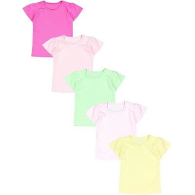 TupTam T-shirt de bebé para menina, manga curta, estampado colorido conjunto de 5 TupTam T-shirt de bebé para menina, manga curta, estampado colorido conjunto de 5
