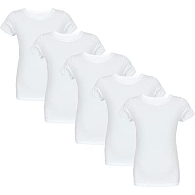 TupTam T-shirt interior para criança, conjunto de 5 camisolas de manga curta, 100% algodão, confortáveis e respiráveis TupTam T-shirt interior para criança, conjunto de 5 camisolas de manga curta, 100% algodão, confortáveis e respiráveis
