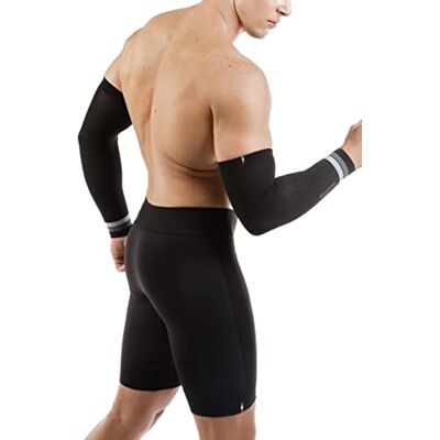 Relaxsan Sport 802 Manguitos de Braço Esportivos de Compressão Unisex Homem Mulher, Preto / cinzento Relaxsan Sport 802 Manguitos de Braço Esportivos de Compressão Unisex Homem Mulher, Preto / cinzento