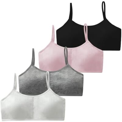 TGKEAIY 4 Peças de Sutiã para Menina Adolescente, Sutiã Esportivo de Algodão com Alças Ajustáveis, Roupa Interior para Adolescentes de 12-15 Anos TGKEAIY 4 Peças de Sutiã para Menina Adolescente, Sutiã Esportivo de Algodão com Alças Ajustáveis, Roupa Interior para Adolescentes de 12-15 Anos