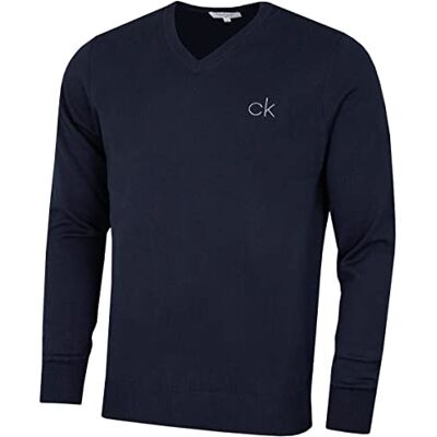 Calvin Golfe homem com decote em V Tour durável conforto camisola Capa de peso medio, cuello acanalado, puños y dobladillo, retención de forma, fácil cuidado, logotipo bordado que no destiñe Calvin Golfe homem com decote em V Tour durável conforto camisola Capa de peso medio, cuello acanalado, puños y dobladillo, retención de forma, fácil cuidado, logotipo bordado que no destiñe