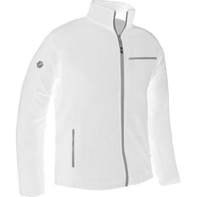 ACE Casaco polar para homem casaco quente sem capuz para homem fecho completo e três bolsos, Branco, L ACE Casaco polar para homem casaco quente sem capuz para homem fecho completo e três bolsos, Branco, L