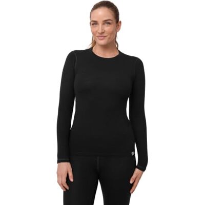 DANISH ENDURANCE T-shirt térmica de lã mineral para mulher, manga comprida T-shirt térmica de lã Merino, 180 g/m², quente e respirável, com ajuste ergonómico, para caminhadas, esqui e uso em casa DANISH ENDURANCE T-shirt térmica de lã mineral para mulher, manga comprida T-shirt térmica de lã Merino, 180 g/m², quente e respirável, com ajuste ergonómico, para caminhadas, esqui e uso em casa