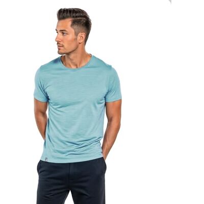ALPIN LOACKER T-shirt de manga curta com lã Merino macia, secagem rápida e termorreguladora para desportos, caminhadas, escalada, trekking e esqui homem, azul claro, XXL ALPIN LOACKER T-shirt de manga curta com lã Merino macia, secagem rápida e termorreguladora para desportos, caminhadas, escalada, trekking e esqui homem, azul claro, XXL