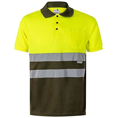 VELILLA 173, polo bicolor manga curta AV, cor verde caça e amarelo fluorescente, tamanho L VELILLA 173, polo bicolor manga curta AV, cor verde caça e amarelo fluorescente, tamanho L