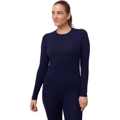 DANISH ENDURANCE T-shirt térmica de lã mineral para mulher, manga comprida T-shirt térmica de lã Merino, 180 g/m², quente e respirável, com ajuste ergonómico, para caminhadas, esqui e uso em casa DANISH ENDURANCE T-shirt térmica de lã mineral para mulher, manga comprida T-shirt térmica de lã Merino, 180 g/m², quente e respirável, com ajuste ergonómico, para caminhadas, esqui e uso em casa