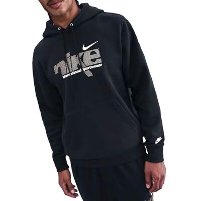 Nike Camisola de homem com capuz Club Swoosh preta código Nike Camisola de homem com capuz Club Swoosh preta código