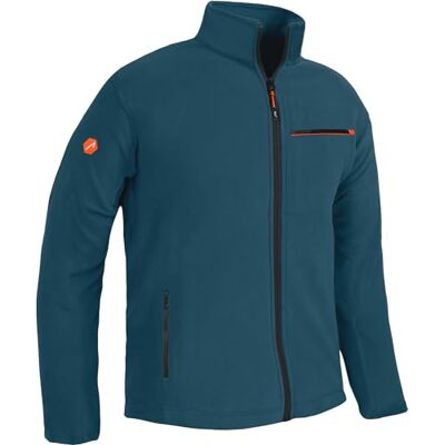 ACE Casaco polar para homem casaco quente sem capuz para homem fecho completo e três bolsos, azul ACE Casaco polar para homem casaco quente sem capuz para homem fecho completo e três bolsos, azul