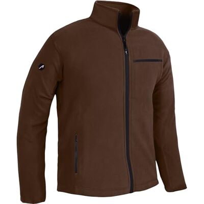 ACE Casaco polar para homem casaco quente sem capuz para homem fecho completo e três bolsos, Castanho ACE Casaco polar para homem casaco quente sem capuz para homem fecho completo e três bolsos, Castanho