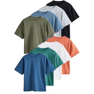 NEXT Niños Pack de 8 Camisetas de Manga Corta de Corte Holgado NEXT Niños Pack de 8 Camisetas de Manga Corta de Corte Holgado