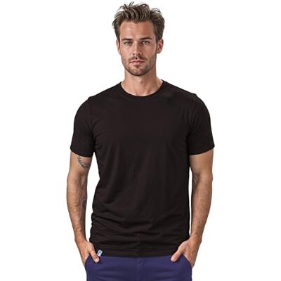 ALPIN LOACKER T-shirt de manga curta com lã Merino suave, secagem rápida e termorreguladora para desportos, caminhadas, escalada, trekking e esqui homem, Preto ALPIN LOACKER T-shirt de manga curta com lã Merino suave, secagem rápida e termorreguladora para desportos, caminhadas, escalada, trekking e esqui homem, Preto