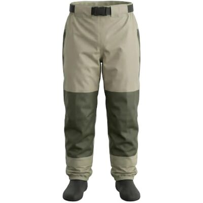 Kylebooker Pesca com Mosca Calças de Vadeador Corda de Pesca Cintura Impermeável Respirável Waders com Meias KB003, Verde Azeitona Kylebooker Pesca com Mosca Calças de Vadeador Corda de Pesca Cintura Impermeável Respirável Waders com Meias KB003, Verde Azeitona