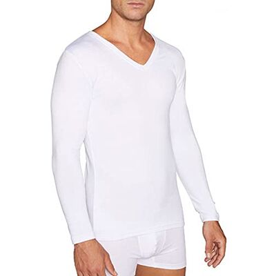 YSABEL MORA Camiseta Interior Térmica Cuello Pico Manga Larga Hombre Interior afelpado, calidez sin añadir volumen, para uso diario, aire libre o bajo looks formales YSABEL MORA Camiseta Interior Térmica Cuello Pico Manga Larga Hombre Interior afelpado, calidez sin añadir volumen, para uso diario, aire libre o bajo looks formales