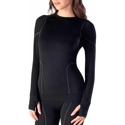 Risalti T-shirt térmica para mulher de manga comprida Merino Tech – T-shirts térmicas para mulher de compressão de lã merino, roupa interior térmica para mulher de inverno, térmica sem costuras, Made Risalti T-shirt térmica para mulher de manga comprida Merino Tech – T-shirts térmicas para mulher de compressão de lã merino, roupa interior térmica para mulher de inverno, térmica sem costuras, Made