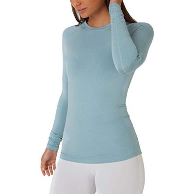 TCA T-shirt térmica mulher justa t-shirt térmica mulher de manga comprida com tecnologia super térmica t-shirts térmicas compressão de manga comprida para corrida ginásio ciclismo, Ciano, Médio TCA T-shirt térmica mulher justa t-shirt térmica mulher de manga comprida com tecnologia super térmica t-shirts térmicas compressão de manga comprida para corrida ginásio ciclismo, Ciano, Médio